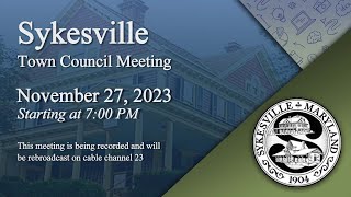 Sykesville Town Council Meeting 11272023 [upl. by Beeck784]