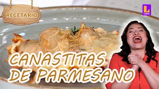 ¿Cómo hacer canastitas de parmesano rellenas de pollo y alcachofa 🧀🍗  EGCF El Recetario 📚👨‍🍳 [upl. by Kleeman923]