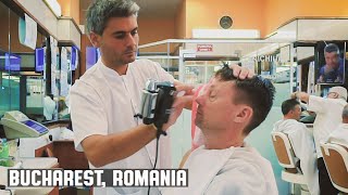 💈 Head Massage amp Romanian Hair Styling at Frizebad Barbershop  Bucharest Romania [upl. by Thorlie]