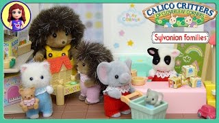 Calico Critters Sylvanian Families Toy Shop Play with new baby critters [upl. by Jews506]