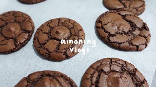 baking vlog how to bake brookies brownie cookies easy recipe home cafe asmr  ainoning [upl. by Eirrotal]