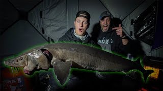 My BIGGEST FISH Ice Fishing Ice Camping [upl. by Glass]