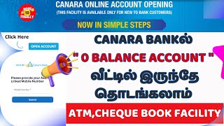 Canara Bank Zero Balance Account Opening Online in Tamil  How To Open Canara Bank Account Online [upl. by Nibla]