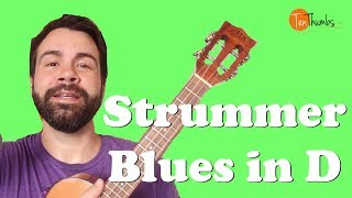 Beginner Strummer Blues in D  Easy Ukulele Blues Tutorial [upl. by Ttergram456]