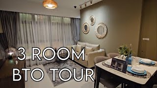 3 Room HDB BTO 66sqm Show flat House Tour Asian Modern Renovation My Nice Home Gallery Singapore [upl. by Sedicla476]