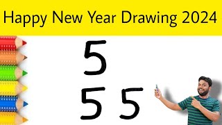 Happy New Year Drawing 2024  Happy New Year Drawing Easy  AP Drawing Easy 2024 [upl. by Morehouse]