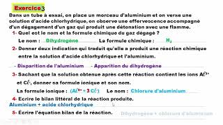 Exercices corrigés action des solutions acides et basiques sur les métaux 3APIC [upl. by Steinway]