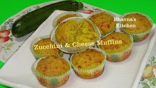 Eggless Savory Zucchini amp Cheese Muffins Video Recipe by Bhavna [upl. by Kipton]