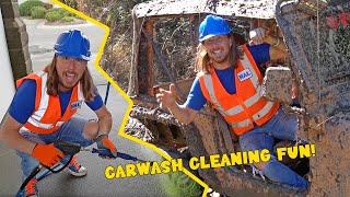 Cleaning Cars at the Carwash with Handyman Hal  Dirty Muddy Jeep Clean [upl. by Bremen373]