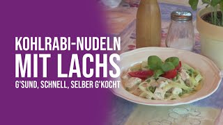 KohlrabiNudeln mit Lachs  Gsund schnell selber gkocht [upl. by Ayekan645]