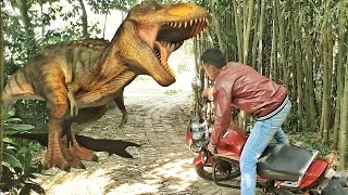 T rex chase  Realistic dinosaur vs man attack  Rj films [upl. by Llehcal]