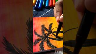 Easy Brushpen Sunset Art 🌅  Relaxing amp Beautiful Drawing for Beginners Shorts [upl. by Magnus483]