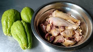 How To Boil Chayote And Local Chicken [upl. by Euqinemod]