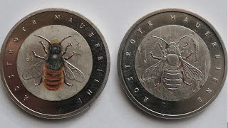 Deutschland  5 Euro Wunderwelt Insekten 2023  Rostrote Mauerbiene mit Varianten [upl. by Kinzer]