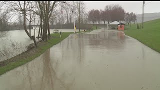 Picture shows dramatic flood water recession in Wellsville [upl. by Rednaeel]