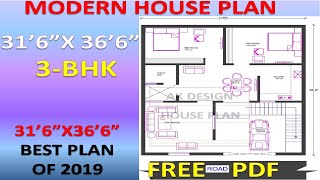 316quotx366quot घर का नक्शा  3BHK  SMALL HOUSE PLAN  Modern House Plan [upl. by Reinhart]