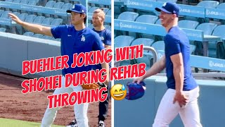 Buehler Jokes 😅 with Ohtani 大谷 翔平 During His Rehab Throwing [upl. by Sileas]