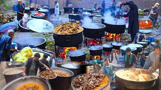 biggest marriage wedding ceremony  Afghanistan village life food  afghani Kabuli Pulao recipe [upl. by Surovy]