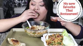 Nam Khao I Ka Piak Sen Mukbang amp Flamin Thai Review [upl. by Gnanmas]