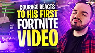 COURAGE REACTS TO HIS FIRST FORTNITE VIDEO Fortnite Battle Royale [upl. by Nnyloj]