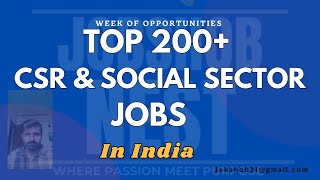 Top 200 CSR amp Social Sector Jobs In India Friday Special [upl. by Ayeki]