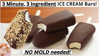 3 Minute 3 Ingredient CHOCOLATE ICE CREAM Bars No mould required Easy Ice Cream Recipe [upl. by Dott972]