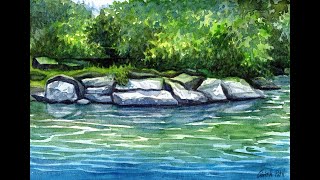 Watercolor Landscape Painting Demo quotWhispering Leaves and Gentle Watersquot [upl. by Enymzaj]