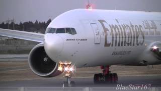 Emirates Airlines Boeing 777300ER A6ECJ landing at NRTRJAA Tokyo  Narita RWY 34R [upl. by Strohbehn]