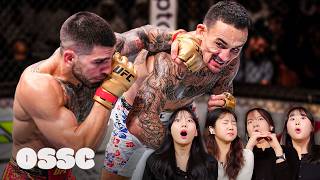 Korean Girls Shocked By Topuria VS Holloway In UFC 308  𝙊𝙎𝙎𝘾 [upl. by Kappenne]