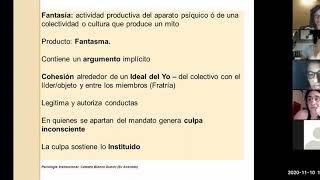 Psicología Institucional  Semana 9 TT  La estructura libidinal  10112020  2° parte [upl. by Venetis416]