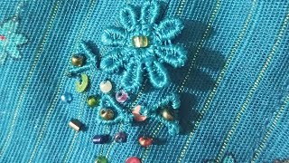 Lace flowerslace flowers with beads bead and sequin work motio ka kam lace bead flower tutorial [upl. by Yesdnik225]