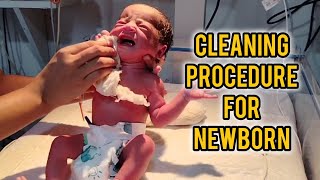 Newborn Baby Cleaning Procedure In NICU  Morning Care For Newborn Baby  Newborn Baby Care cute [upl. by Jezebel]