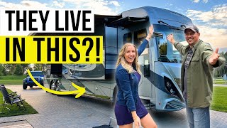 Couple LIVES in this LUXURY MOTORHOME Full RV Tour 2023 American Coach Dream 45A [upl. by Ninnette]