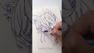 Sketching ASMR with New Glass Pen shorts hutachan [upl. by Lleznod]