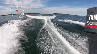 90hp Yamaha 2 Stroke Launch to 30knots [upl. by Yentyrb]