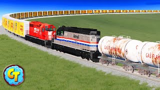 Train Accidents Derailments ✅ Head on Trains Collisions 3 ✅ BeamNG DRIVE [upl. by Maible]