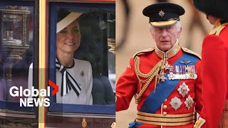 Trooping the Colour Princess Kate attends King Charles birthday celebration in London  FULL [upl. by Anawot]