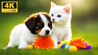 Baby Animals 4K  Spreading Joy With Baby Animal Frolics With Relaxing Music Colorfully Dynamic [upl. by Hung363]