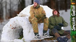 Winter Camping in a Quinzee Survival Shelter  How to build one [upl. by Ronny410]