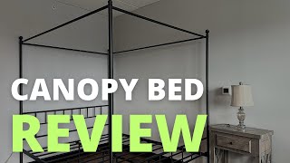 Yaheetech Metal Canopy Platform Bed Frame Review [upl. by Rafferty101]