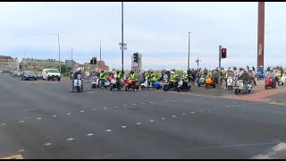 scooter rally Starting on Morecambe promenade movie [upl. by Ebbarta]