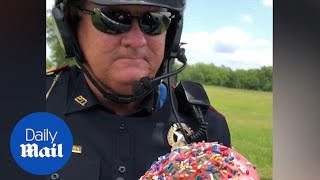 Hilarious cop accepts doughnut as bribe [upl. by Bowrah]