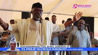 KOLOBA KOLOBAHOW ADEWALE AYUBA SERENADES AT THE 1 YEAR FINAL BURIAL OF PA PHILIP OLUWOLE IGBOKOYI [upl. by Gervais]