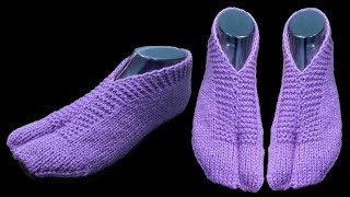 Very Easy Knitting Pattern For Ladies BootiesSocks Jutti Jurab Gram Moje  400 [upl. by Ahseryt417]