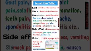 Acemiz plus Tablet full review in Hindi। Use। Dose। Side effect। medicine tablet painkiller [upl. by Kauffmann580]