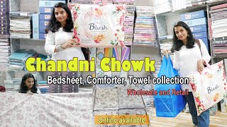 इतने सस्ते 😲Bedsheet Comforter Towel collection retail shopping at Chandni chowk [upl. by Llenehc332]