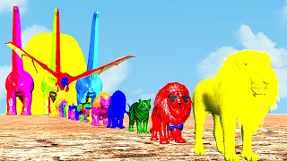 Paint Animals Gorilla Cow Lion Elephant Dinosaurs Fountain Crossing Animal Cartoon [upl. by Siana]