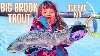 Kids Catch Huge Brook Trout on Jaw Jacker Ice Fishing [upl. by Malachy758]