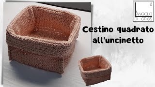 Cestino quadrato alluncinetto  grande e piccolo [upl. by Octavian238]