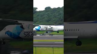 SATA Dash8 CSTRF Landing Lajes Terceira Azores shorts [upl. by Barger705]